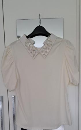 Image 2 of QED London size small cream embellished top new.