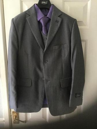 Image 1 of Boys teenager grey three piece suit.