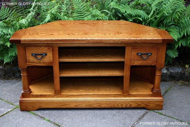 Image 1 of AN OLD CHARM FLAXEN OAK CORNER TV CABINET STAND MEDIA UNIT