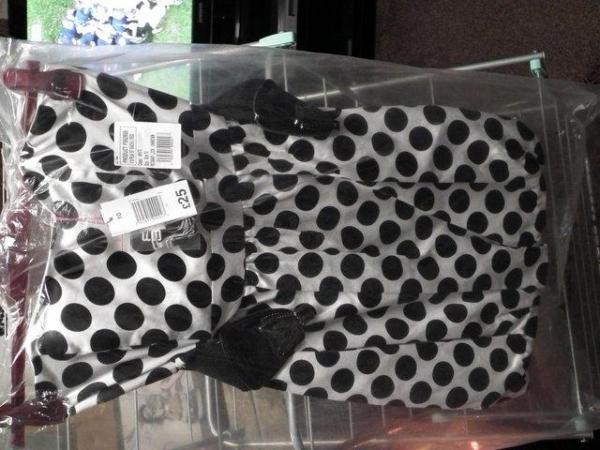 Image 3 of White & black polka dot bandeau dress 10 BNWT
