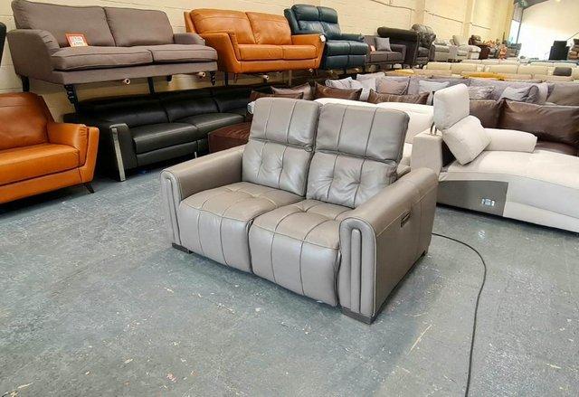 Image 13 of Alessio grey leather electric recliner 2 seater sofa