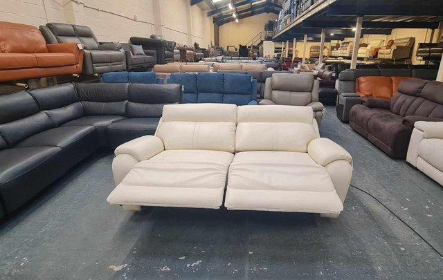 Image 8 of La-z-boy off white leather electric recliner 3 seater sofa