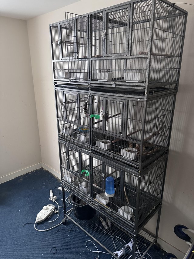 Preview of the first image of Yaheetech Pack of 3 Stackable Wide Bird Cage Divided Breeder.