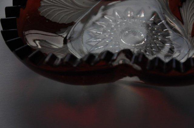 Image 2 of Pretty Antique Overlaid Ruby Red Glass Dish c.1900