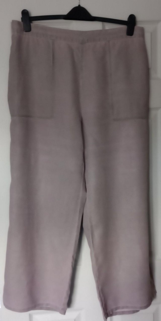 Preview of the first image of Ladies Plus Size East Coast Linen Trousers.