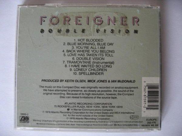 Image 2 of Foreigner– Double Vision - CD Album– Atlantic– 19999-2