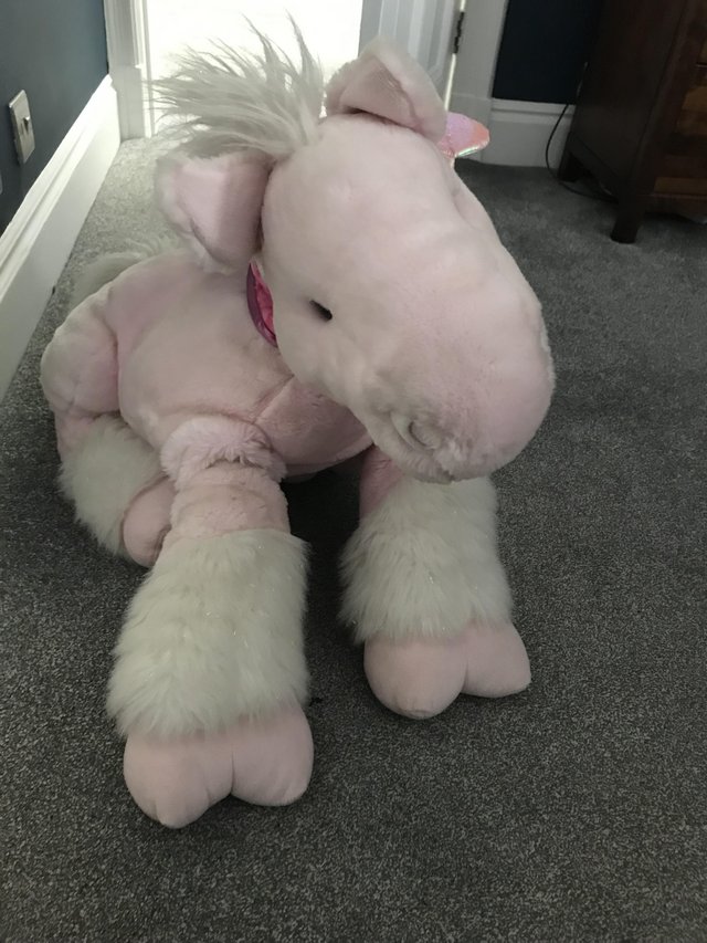 Preview of the first image of Giant Pink Pegasus Soft Toy.