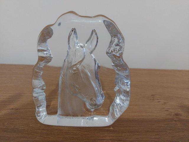 Preview of the first image of Three glass ornaments, horse head, Swan and Dolphins which l.