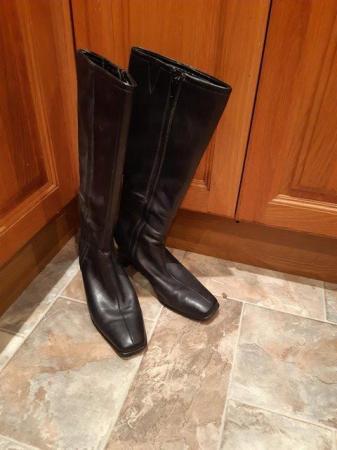 Image 1 of Boots, Black leather with heels