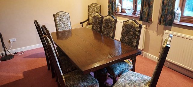 Image 2 of Jaycee solid wood dining table and 10 chairs