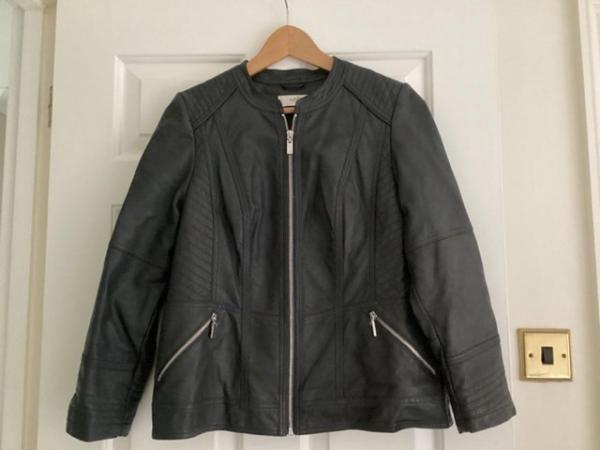 Image 1 of Ladies Petite grey faux leather jacket
