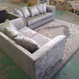 Preview of the first image of Crushed Velvet Corner Sofas For Limited Sale.