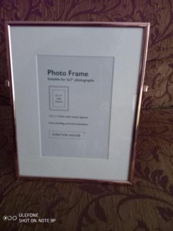 Image 1 of Metal free standing photo frame, rose gold colour, BNIB