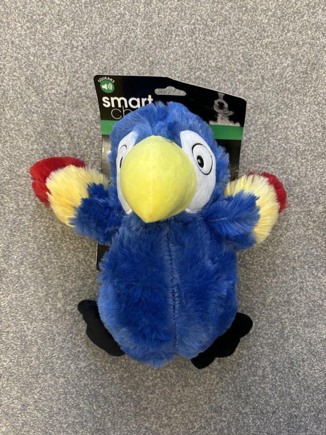 Preview of the first image of Dog Toy (new) - crinkle and squeak parrot.