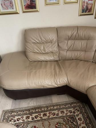 Image 3 of Leather dfs corner settee
