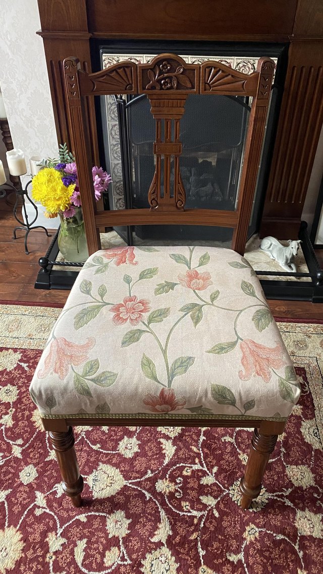 Preview of the first image of Vintage Chair with attractive Floral padded seat.