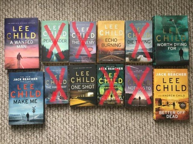Preview of the first image of Lee Child - Jack Reacher series books. Paper and hardbacks.
