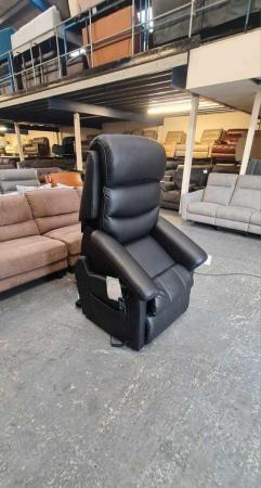 Image 7 of La-z-boy Tulsa black leather rise and lift recliner armchair