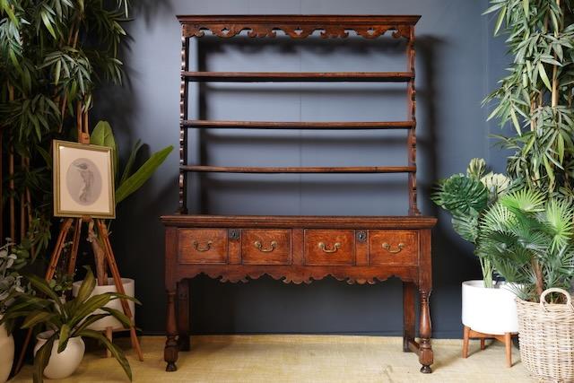Preview of the first image of Late Georgian Early Victorian Welsh Dresser Solid Oak Brass.
