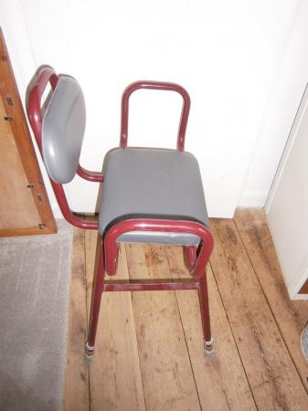 Image 3 of Perching stool with a padded seat & tubular steel frame