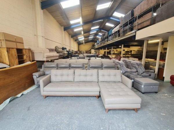 Image 1 of Dwell Albi grey leather chaise corner sofa