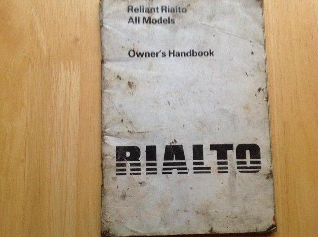 Preview of the first image of Reliant Rialto three wheeler handbook 850 cc.