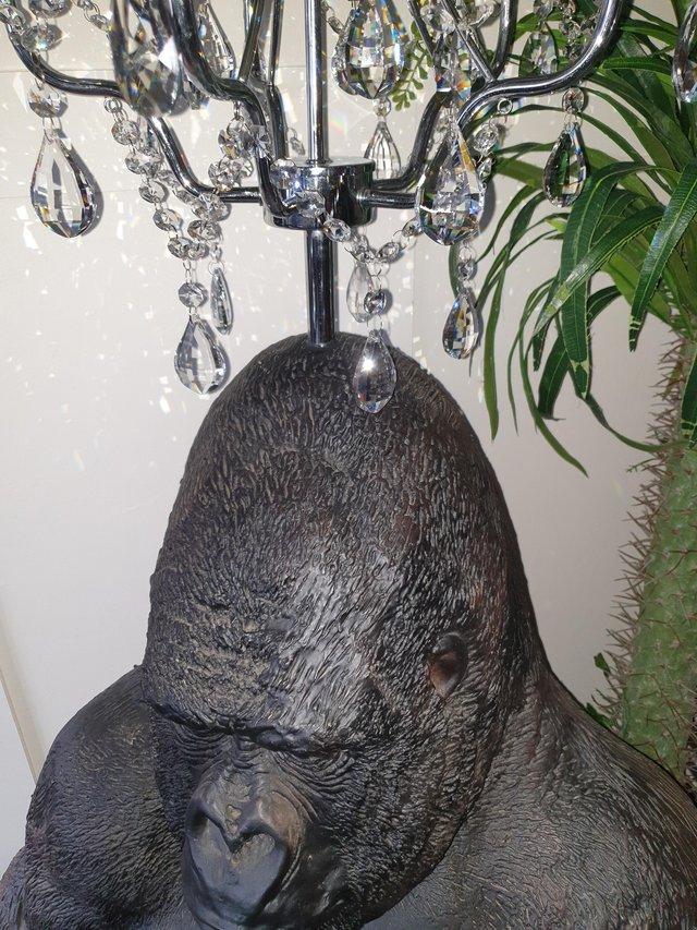 Preview of the first image of Unusual life size gorilla floor crystal chandelier lamp.