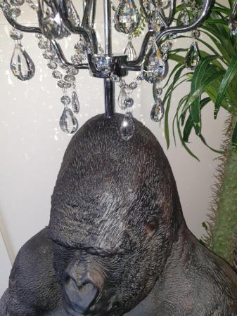 Image 1 of Unusual life size gorilla floor crystal chandelier lamp