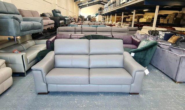 Image 8 of New Clarence grey leather 3 seater sofa bed