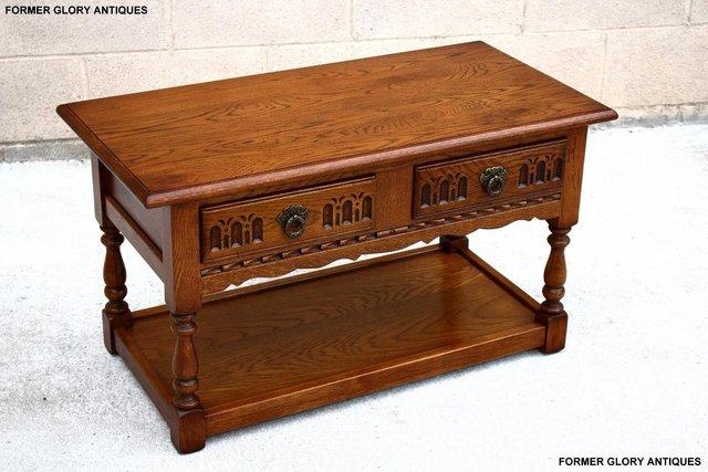 Image 3 of OLD CHARM LIGHT OAK TWO DRAWER OCCASIONAL COFFEE TABLE STAND