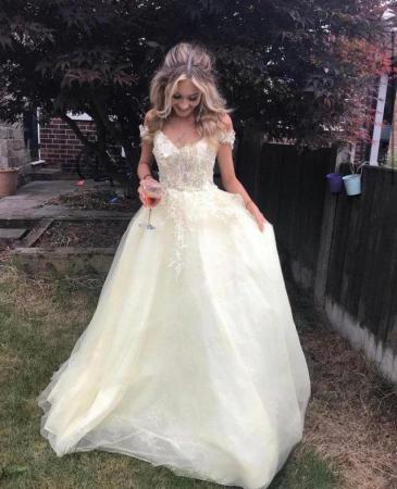 Image 1 of Pale yellow Tiffany’s prom dress