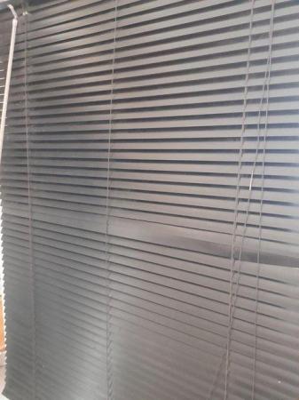 Image 2 of Pair of black vanetian blinds with fixings