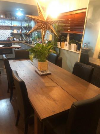 Image 1 of Ikea Morbylanga Dining table and 6 Henriksdal Chairs