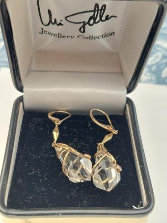 Image 2 of Urine Geller rock crystal and gold earrings