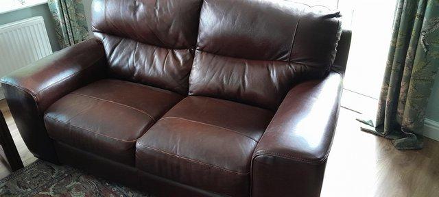 Image 3 of Brown Leather 3 Seater Sofa