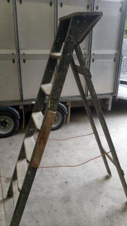 Image 2 of Vintage wooden step ladder, 6 step. Good condition for age.