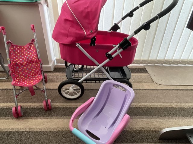 Preview of the first image of Dolls pram and buggy and car seat.
