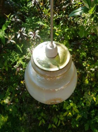 Image 3 of vintage mid century large glass pendant light shade