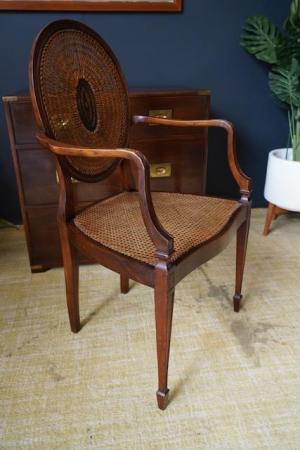 Image 6 of Victorian Edwardian Walnut Rattan Occasional Chair