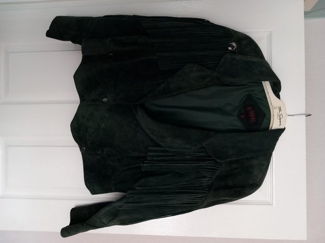 Preview of the first image of Bottle Green Suede Vintage jacket..