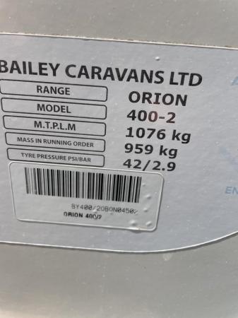 Image 3 of Bailey Orion caravan 2010/11