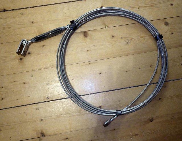 Preview of the first image of 6mm 316 stainless steel wire backstay 10.78m swaged 12mm eye.