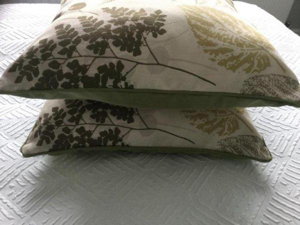 Image 2 of leaf / fern print cushions. ( pair)