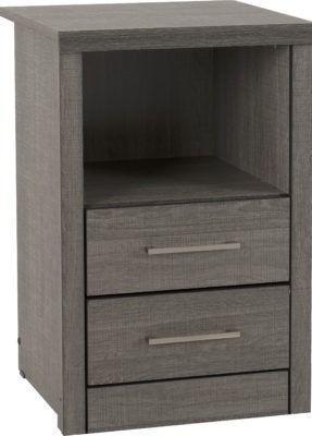 Image 1 of Lisbon 2 drawer 1 shelf bedside in black wood