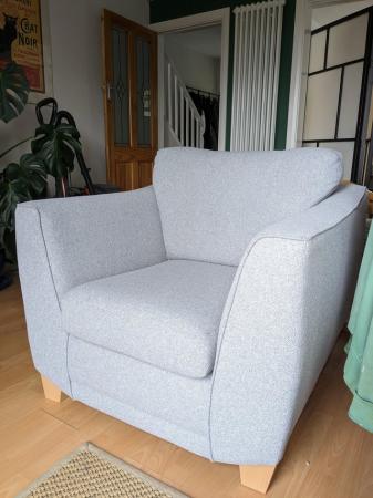 Image 2 of Grey armchair DFS Orlby model in silver