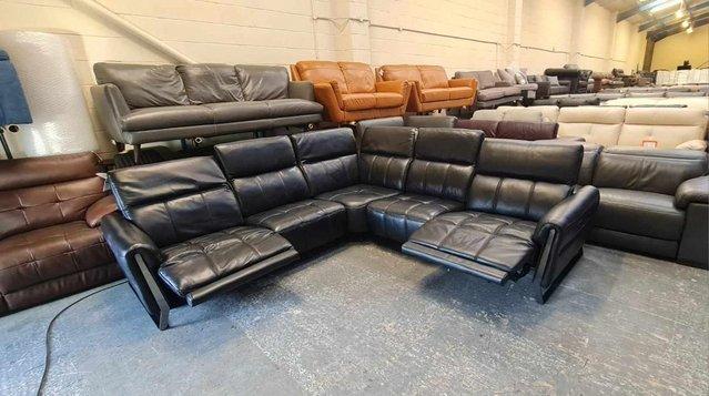 Image 16 of Packham black leather electric recliner corner sofa
