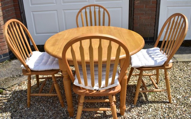 Image 1 of Pine Dining Table and Four Chairs
