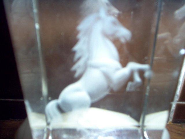 Preview of the first image of Laser Etched Block Glass Cube/Horse..