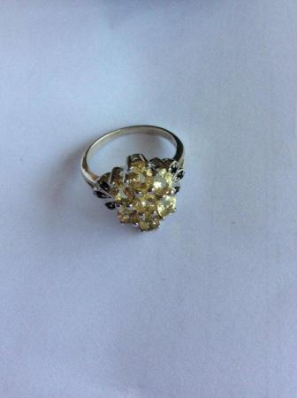 Image 3 of Imposing, large silver dress ring with yellow stones