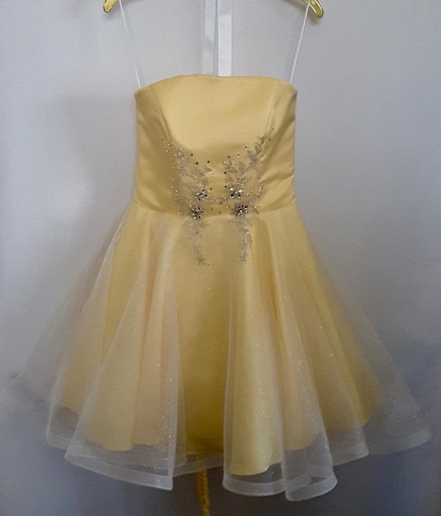 Preview of the first image of Junior P7 Prom / party dress in satin & sparkle organza.